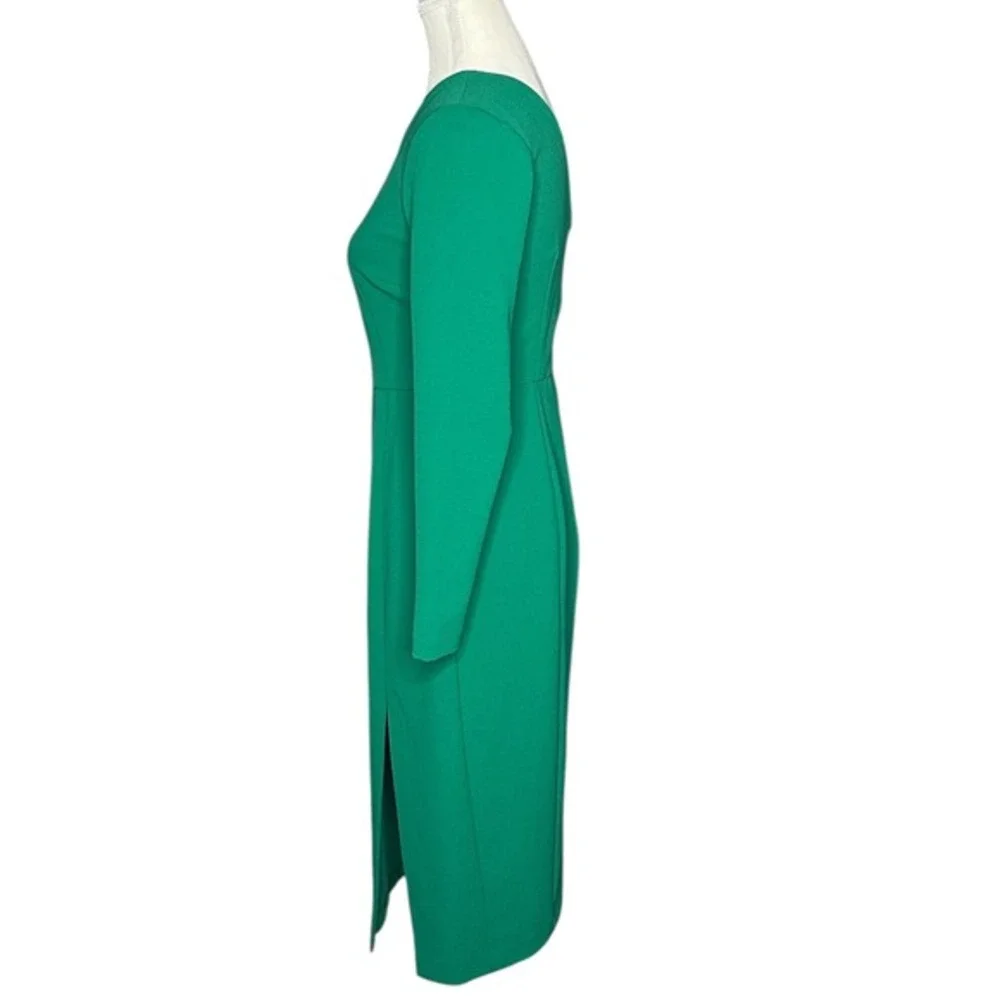 Donna‎ Morgan One Shoulder Midi Emerald Green Front Slit Party Dress Size 2